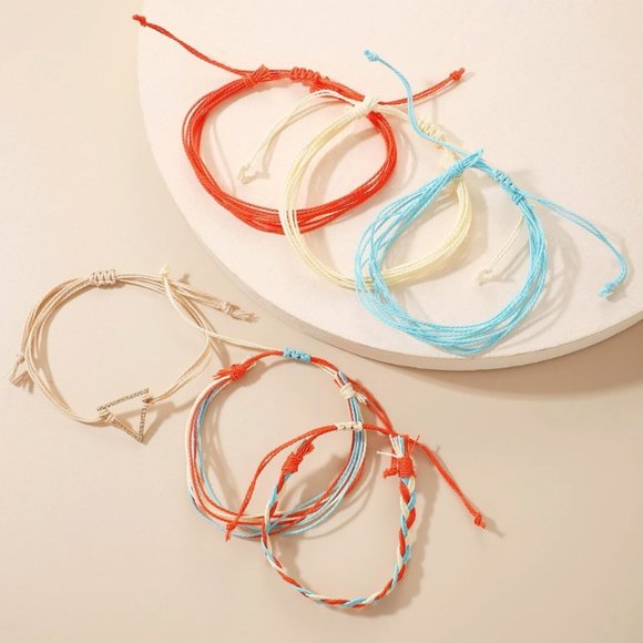 NEW 6pcs Adjustable Friendship Strand Bracelet Set - Picture 3 of 4